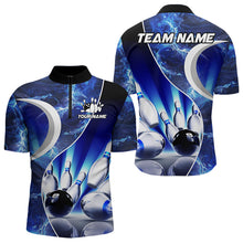 Load image into Gallery viewer, Blue Light pattern Bowling Polo, Quarter Zip shirts for men Custom Bowling Team League Jerseys NQS9340