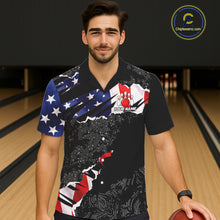 Load image into Gallery viewer, Custom button-up bowling shirts US Flag patriotic team bowling league shirts NQS11409