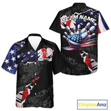 Load image into Gallery viewer, Custom button-up bowling shirts US Flag patriotic team bowling league shirts NQS11409
