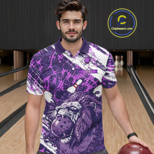 Load image into Gallery viewer, Purple Camo Lion Bowling Polo, 1/4 Zip Shirts for Men Custom Lion Team Bowling Jerseys, Bowler Outfit NQS11604