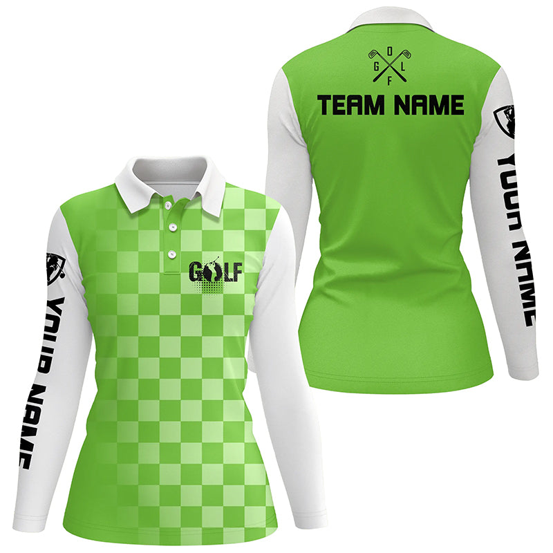 Womens golf polos shirts custom name funny ladies golf shirts, women golf clothes | Green NQS4859