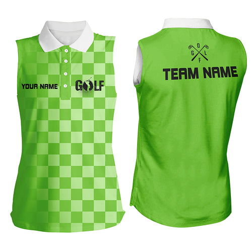 Womens sleeveless polo shirt custom green ladies golf shirts, womens golf gifts NQS4859