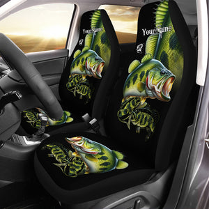 Largemouth Bass Fishing Customize Seat Covers, car accessories, gift for fishing lovers Set of 2 NQS1611