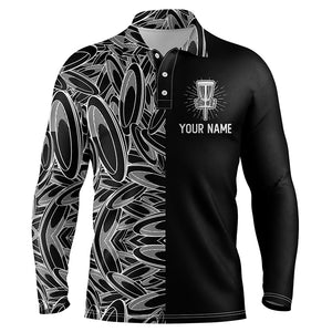 Disc golf pattern basket black Mens disc golf polo shirt, personalized disc golf gifts for mens NQS5679