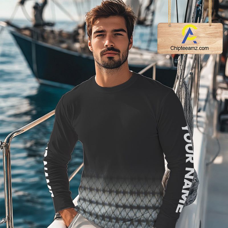 Striped Bass scales fishing Custom black long sleeve Fishing Shirt, Striper Fishing jerseys NQS10083