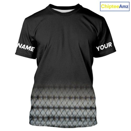 Striped Bass scales fishing Custom black long sleeve Fishing Shirt, Striper Fishing jerseys NQS10083