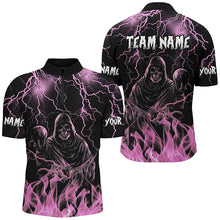 Load image into Gallery viewer, Pink lightning thunder Skull Flame Bowling Shirts For Men custom bowling team league jerseys NQS8008