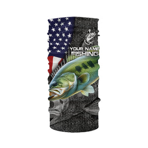 Largemouth Bass fishing American flag custom fishing shirts for men Performance Long Sleeve NQS3708