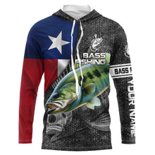 Load image into Gallery viewer, Largemouth Bass fishing Texas flag custom fishing shirts for men Performance Long Sleeve NQS3709