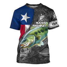 Load image into Gallery viewer, Largemouth Bass fishing Texas flag custom fishing shirts for men Performance Long Sleeve NQS3709