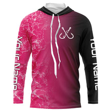 Load image into Gallery viewer, Pink black ocean camo fishing fish on Custom long sleeve performance Fishing jerseys NQS6101