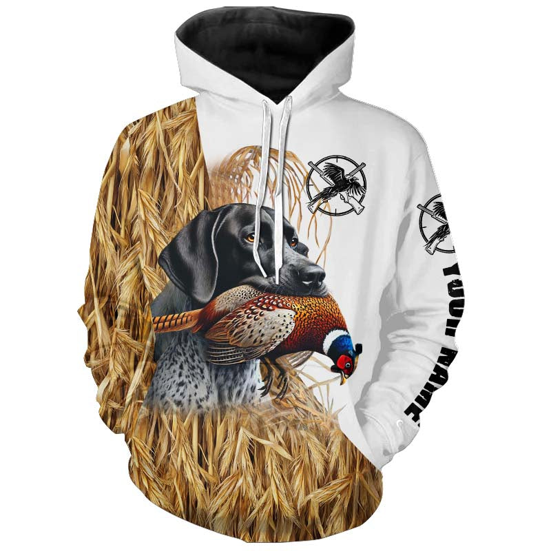 Pheasant Hunting With Dog GSP German Shorthaired Pointer Custom Name camouflage hunting Shirts NQS4078