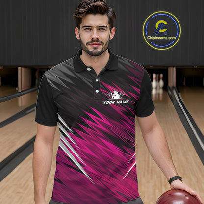 Pink and Black Bowling Shirts For Men Custom Name and Team name  Bowling Jerseys Bowlers Outfit NQS11001