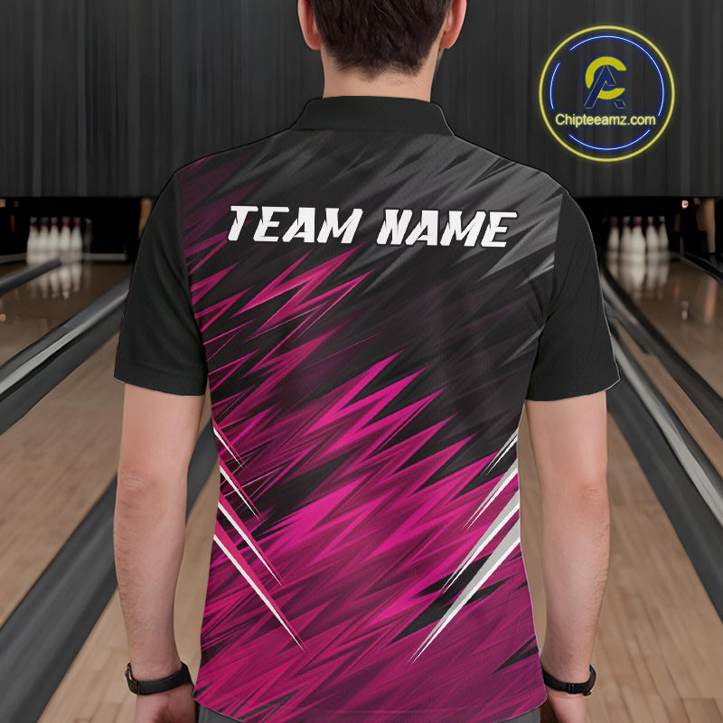Pink and Black Bowling Shirts For Men Custom Name and Team name  Bowling Jerseys Bowlers Outfit NQS11001
