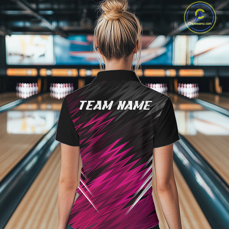 Pink and Black Bowling Shirts For Women Custom Name and Team name  Bowling Jerseys Bowlers Outfit NQS11001