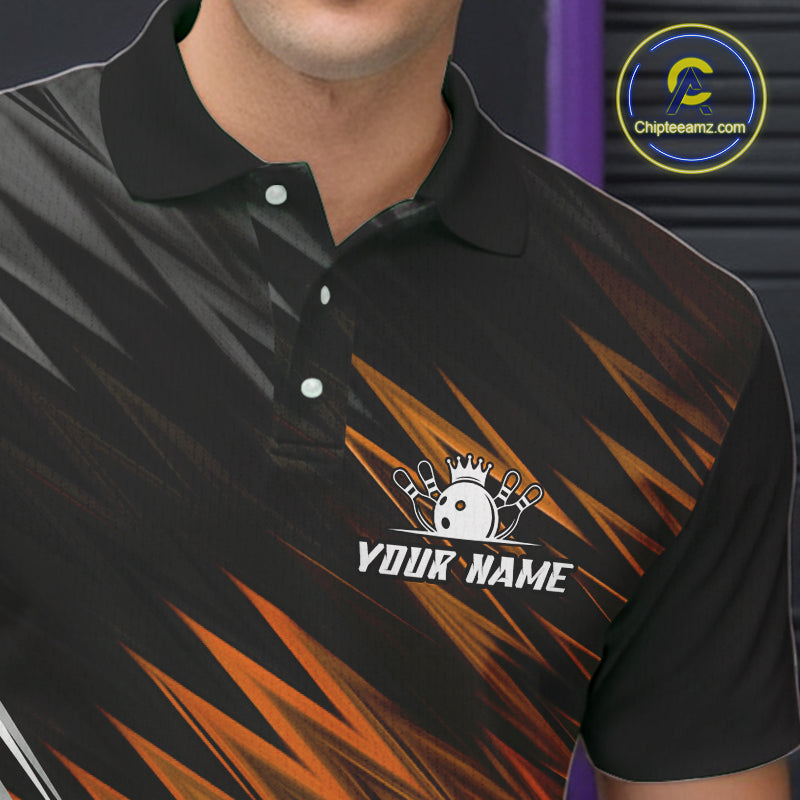 Orange and Black Bowling Shirts For Men Custom Name and Team name  Bowling Jerseys Bowlers Outfit NQS11002