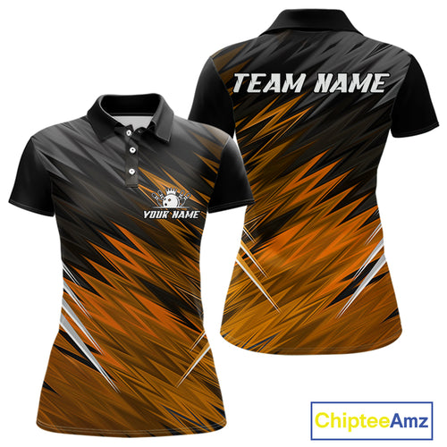 Orange and Black Bowling Shirts For Women Custom Name and Team name  Bowling Jerseys Bowlers Outfit NQS11002