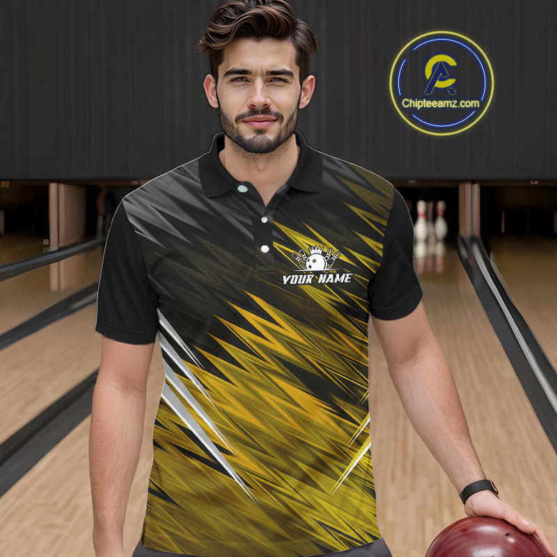 Yellow and Black Bowling Shirts For Men Custom Name and Team name  Bowling Jerseys Bowlers Outfit NQS11003