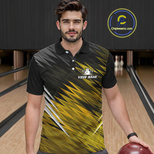 Load image into Gallery viewer, Yellow and Black Bowling Shirts For Men Custom Name and Team name  Bowling Jerseys Bowlers Outfit NQS11003