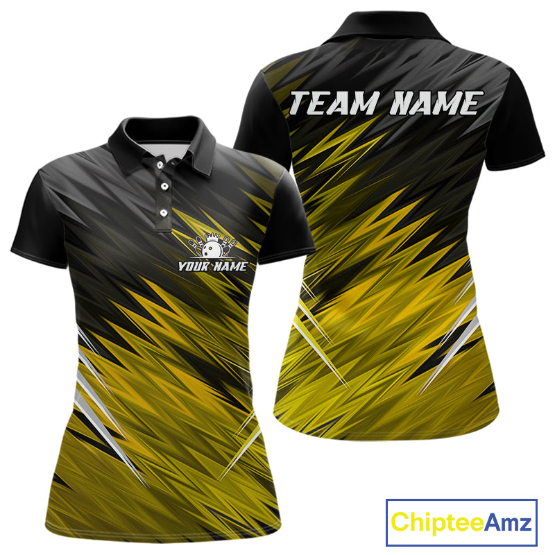 Yellow and Black Bowling Shirts For Women Custom Name and Team name  Bowling Jerseys Bowlers Outfit NQS11003