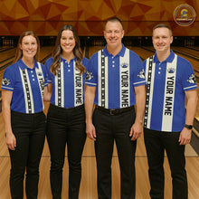 Load image into Gallery viewer, Blue Retro Bowling Polo, Quarter Zip Shirts For Men Custom Vintage Bowling Team Jerseys NQS11212