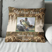 Load image into Gallery viewer, Personalized camo fishing custom photo Canvas, Linen Throw Pillown gift for fishing lovers NQS7033