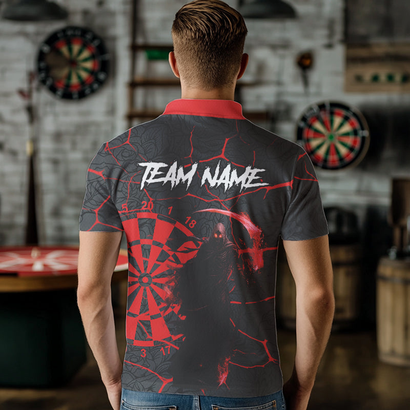 Men Darts shirts Custom black and red reaper skull Darts Team Jerseys, Darts gifts NQS9481