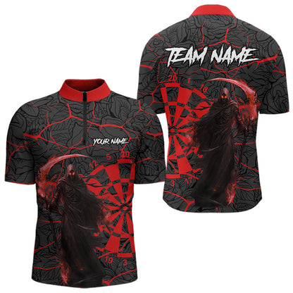 Men Darts shirts Custom black and red reaper skull Darts Team Jerseys, Darts gifts NQS9481