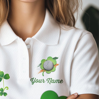 Green shamrock golf ball clubs Lucky Women polo golf shirts Custom St Patrick Day team golf jerseys NQS9482