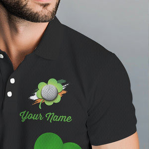Green shamrock golf ball clubs Lucky Men polo golf shirts Custom St Patrick Day black team golf jersey NQS9644