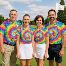 Load image into Gallery viewer, Colorful rainbow tie-dye golf polo shirt for Women custom Ladies golf outfit, personalized golf gifts NQS11724