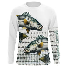 Load image into Gallery viewer, Striped Bass Fishing Customize Name UV Protection Long Sleeve Fishing Shirts, Personalized Fishing Gift NQS268