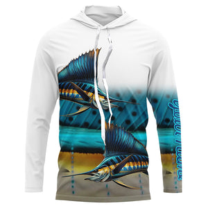 Sailfish Fishing scales Customize Name UV protection fishing Shirts, personalized fishing jerseys NQS269