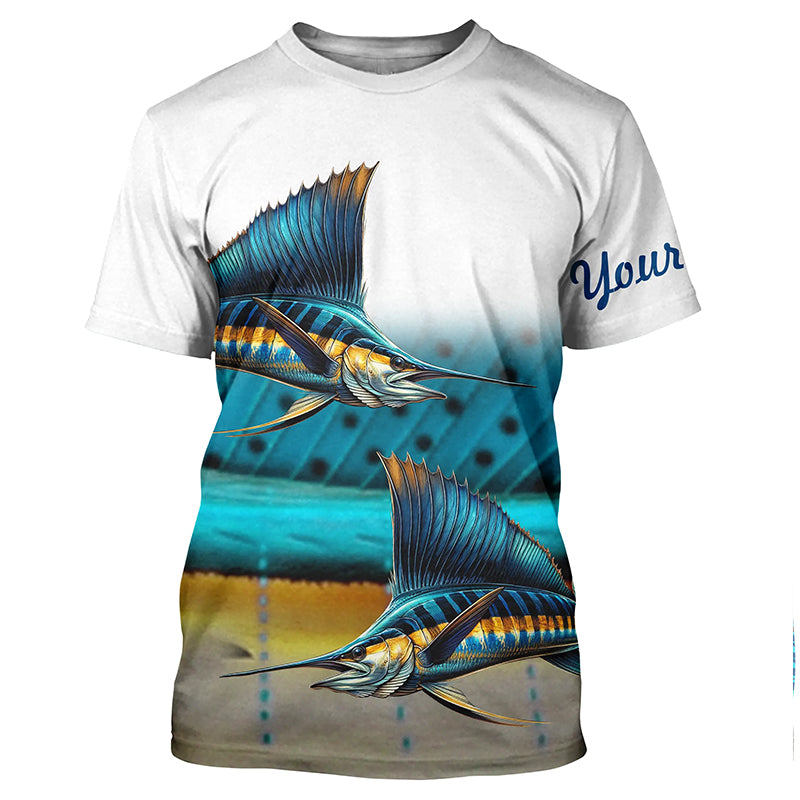 Sailfish Fishing scales Customize Name UV protection fishing Shirts, personalized fishing jerseys NQS269