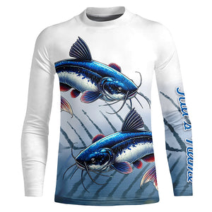 Blue Catfish Fishing Customize UV Protection Long Sleeve Fishing Shirts, Personalized Fishing Gift NQS270