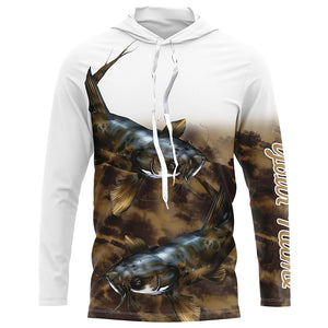 Flathead Catfish Fishing Customize UV Protection Long Sleeve Fishing Shirts, Personalized Fishing Gift NQS271