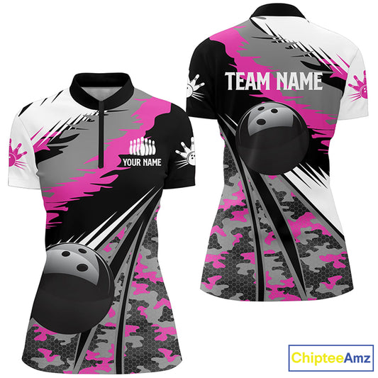 Custom bowling shirt for women – personalized team jersey front view