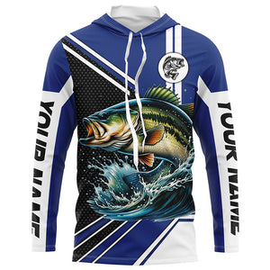 Personalized Largemouth Bass fishing Long Sleeve Performance Fishing Shirt, Bass fishing jersey | Blue NQS7598