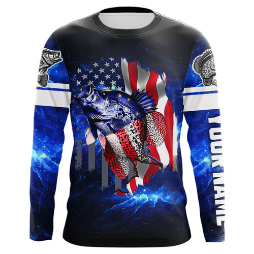 Crappie Fishing American Flag patriotic Custom Crappie Fishing shirts, personalized fishing gift NQS430