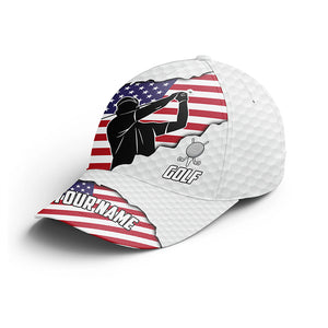 American flag white golf ball skin Golfer hat custom name patriotic sun hats for men, mens golf hats NQS5897