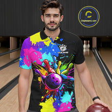 Load image into Gallery viewer, Colorful bowling jerseys Bowling Polo, 1/4 Zip Shirt for Men Custom Bowling Team shirts for bowlers NQS10240