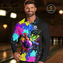 Load image into Gallery viewer, Colorful bowling jerseys Bowling Polo, 1/4 Zip Shirt for Men Custom Bowling Team shirts for bowlers NQS10240