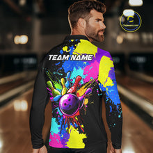 Load image into Gallery viewer, Colorful bowling jerseys Bowling Polo, 1/4 Zip Shirt for Men Custom Bowling Team shirts for bowlers NQS10240