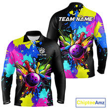 Load image into Gallery viewer, Colorful bowling jerseys Bowling Polo, 1/4 Zip Shirt for Men Custom Bowling Team shirts for bowlers NQS10240
