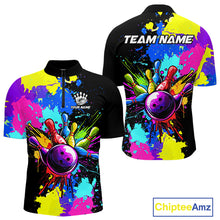 Load image into Gallery viewer, Colorful bowling jerseys Bowling Polo, 1/4 Zip Shirt for Men Custom Bowling Team shirts for bowlers NQS10240
