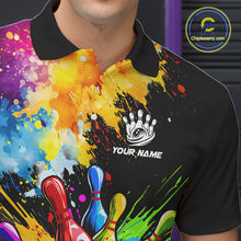 Load image into Gallery viewer, Colorful bowling jerseys Mens Bowling Polo, 1/4 Zip Shirt Custom Bowling Team shirts for bowlers NQS10241