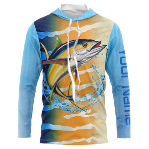 Tuna fishing blue yellow scales Custom long sleeve performance Fishing shirts, Tuna fishing jerseys NQS6111