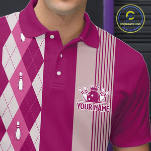 Retro Pink argyle pattern Bowling shirts For Men custom bowling team jerseys Bowler Outfits NQS10403