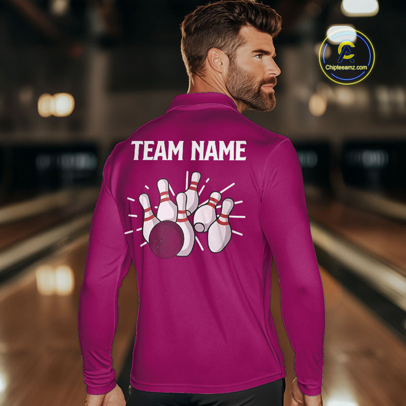 Retro Pink argyle pattern Bowling shirts For Men custom bowling team jerseys Bowler Outfits NQS10403