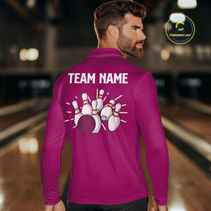 Retro Pink argyle pattern Bowling shirts For Men custom bowling team jerseys Bowler Outfits NQS10403